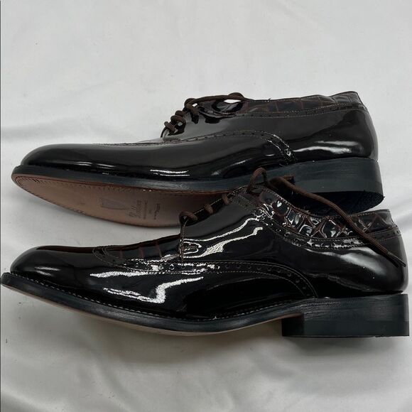 Stacy Baldwin Brown Patent Leather Oxford Wingtip Dress Shoes main image 7